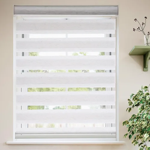 Vista 14 de Personalizadas MYshade - Persianas de cebra para ventanas sin cordones, persianas para ventanas con filtro de luz, tratamientos para ventanas