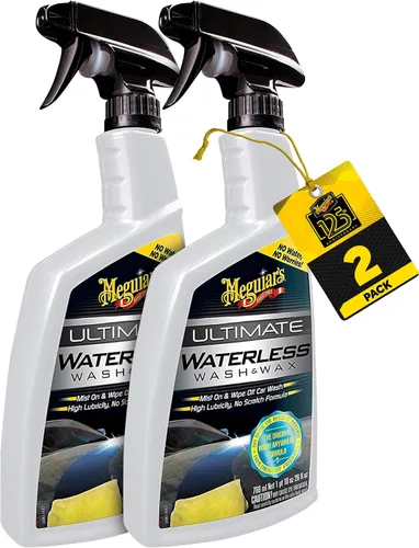 Vista 8 de Meguiar's Ultimate Wash and Wax, jabón y cera de lavado de autos limpia y brilla en un solo paso, brilla y protege con un limpiador de pintura
