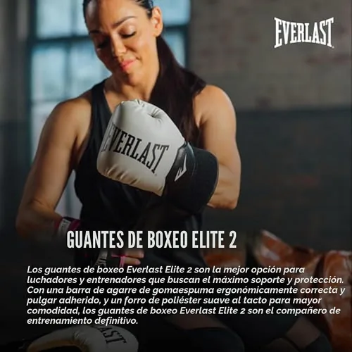 Vista 2 de Everlast Elite 2 Boxing Gloves Women, Men, Heavy Bag Black/Gold 16oz