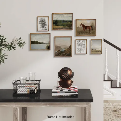 Vista 4 de Decoración de Pared de Campo Francés Rústico - Cuadro de Baño de Boho Art Deco Victoria - Póster de Cocina Moderna de Granja - Juego de Paisaje
