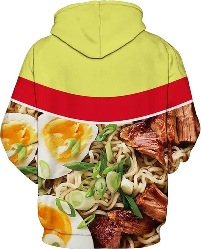 Vista 5 de Suéter de meter con capucha, estampado 3D con, con bolsillos, unisex, para hombre