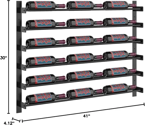 Vista 10 de VintageView Evolution Wine Wall 30 3C - Estante moderno para vino (18 botellas, negro mate)