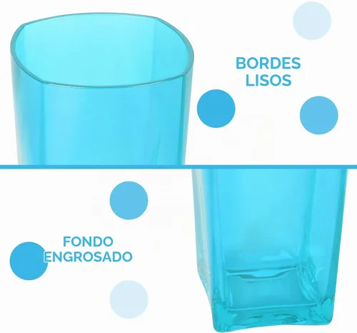 Vista 3 de Top-spring Vaso de Agua de Plástico Reutilizable de 20 Onzas, Vasos Transparentes Irrompibles para Beber, Sin BPA, Juego de 6 Vasos Azules para Beber