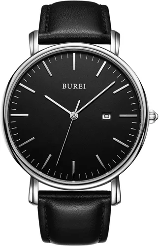 Vista 18 de BUREI Relojes de pulsera para hombre, relojes minimalistas de moda, analógicos de cuarzo, impermeables para hombres