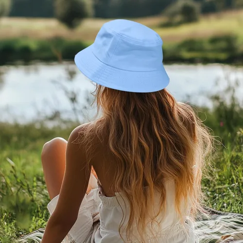 Vista 66 de PFFY Bucket Hat for Women Men Cotton Summer Sun Beach Fishing Cap
