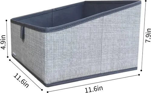 Vista 2 de Paquete de 3 contenedores de almacenamiento para armario, caja de almacenamiento grande trapezoidal, cestas de tela plegables para organizar ropa