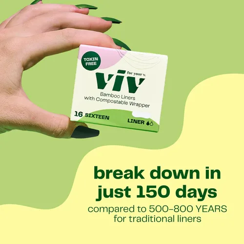 Vista 4 de Viv for Your V Bamboo Organic Panty Liners para mujer Sanitarios suaves, finos y absorbentes Almohadillas de incontinencia para mujeres sin alas