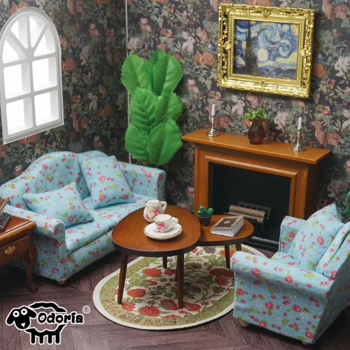 Vista 8 de Odoria 1/12 - Muebles en miniatura para casa de muñecas, color marrón