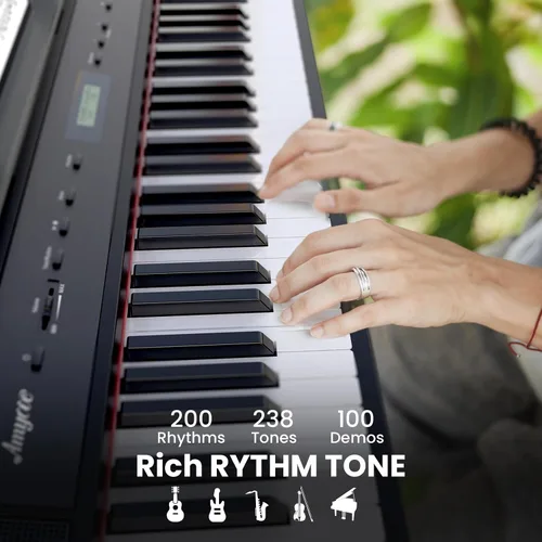 Vista 6 de Piano digital, piano de martillo con peso de 88 teclas, piano de teclado eléctrico portátil para principiantes/adultos con pedal de sostenimiento