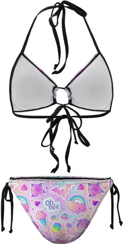 Vista 8 de Bright Mushrooms - Conjunto de bikinis para mujer, diseño de triángulo, 2 piezas, sexy, traje de baño