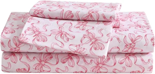 Vista 32 de Betsey Johnson - Juego de sábanas de tamaño individual, ropa de cama de microfibra con estampado Nerdy Teddies con sábana bajera de bolsillo