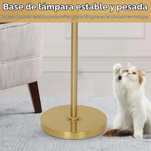 Vista 6 de Lámparas de pie de cristal dorado para sala de estar, 3 luces regulables, lámpara de pie moderna con pantalla de cristal, interruptor de atenuación