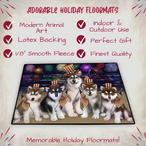 Vista 2 de Doggie of the Day Alaskan Malamute Dogs Floor Mat - 4th of July Independence Day - Best Dog Doormat - Protector Decor - Unique Portrait Art