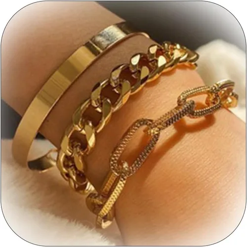Vista 30 de Long tiantian Pulsera de oro gruesa para mujer, pulseras de oro delicadas, pulseras para mujer, pulseras apilables de eslabones de cadena
