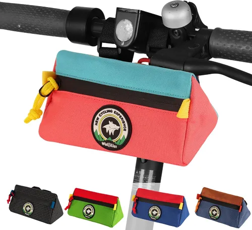 Vista 17 de Bolsa para Manillar de Bicicleta Vortika, Paquete de Cesta Frontal para Bicicleta Infantil, Bolsa Impermeable para Bicicletas, Bolsa Pequeña