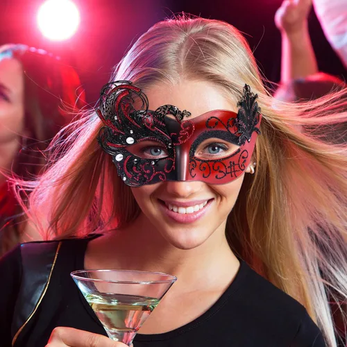 Vista 6 de SIQUK Máscaras de máscaras de metal veneciano para parejas, máscara de disfraz de Halloween, máscara de Mardi Gras para parejas, mujeres y hombres