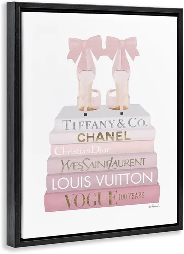 Vista 2 de Chic Shoes Glam Bookstack, 16 x 20 Inch Canvas in Floater Frame Stupell Industries · By Amanda Greenwood · Ready to hang · Fashion forward gift