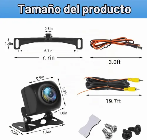 Vista 9 de AHD 1080P - Cámara de respaldo para matrícula, 170 grados, gran angular, visión nocturna, carcasa de metal, línea de guía de encendido/apagado