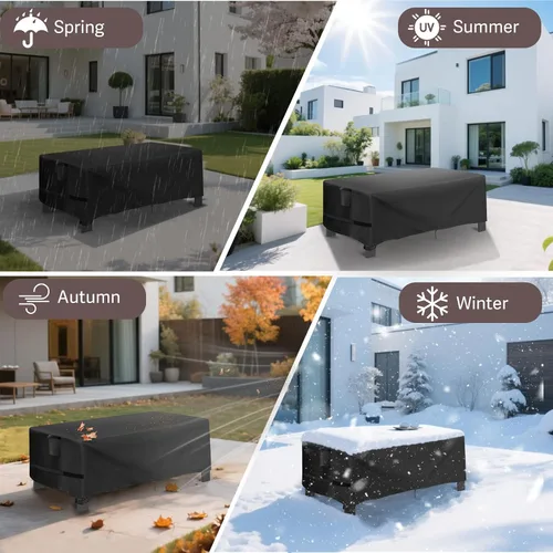Vista 7 de Funda para Mesa de Café de Exterior Rectangular, Impermeable para Patio, Funda Pequeña Rectangular para Mesa de Café, Fundas para Muebles