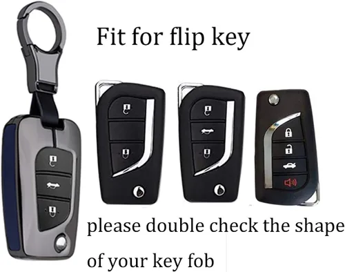 Vista 3 de ontto Funda para llavero compatible con Toyota Levin Camry Highlander, caja con tapa para control remoto, carcasa de metal, piel para llaves