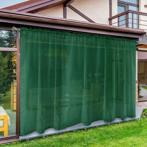 Vista 43 de SpaceDresser - Cortinas transparentes impermeables para exterior para patio - 2 paneles con bolsillo para barra, cortinas de gasa transparentes