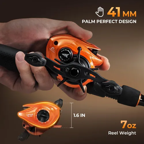 Vista 12 de KastKing Lethal Blaze - Combo de caña de pescar y carrete de doble punta, combo de spinning y baitcaster, diseño de patrón de llama, caña de grafito