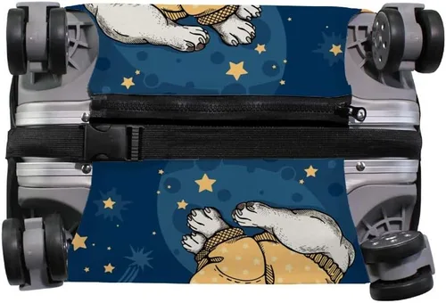 Vista 5 de Kuizee Funda para maleta, diseño de bulldog francés, cielo estrellado, azul, protector de equipaje de viaje, a prueba de polvo, elástico, duradero