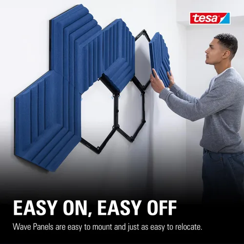 Vista 6 de Elgato Wave Panels Starter Set (azul) - 6 paneles de tratamiento acústico, espuma de doble densidad, marcos EasyClick patentados, diseño modular