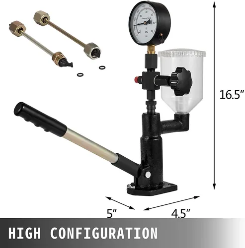 Vista 6 de Probador de inyector de combustible diesel, tubos y medidor de doble escala, 400 bares/6000 PSI Opening Pressure Testing, Leakage Detection, Spray
