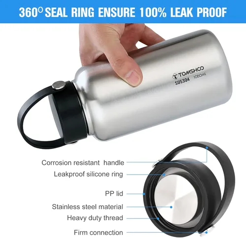 Vista 8 de HUIOP Botella de agua deportiva a prueba de fugas de acero inoxidable de 35.5 fl oz para fitness, correr, yoga, senderismo