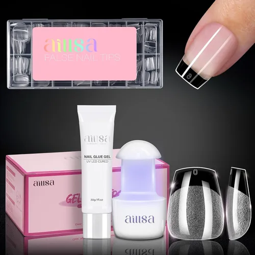 Vista 13 de AILLSA Kit de uñas de gel sólido pegamento para uñas para uñas postizas acrílicas, kit de extensión de uñas de gel con lámpara de uñas