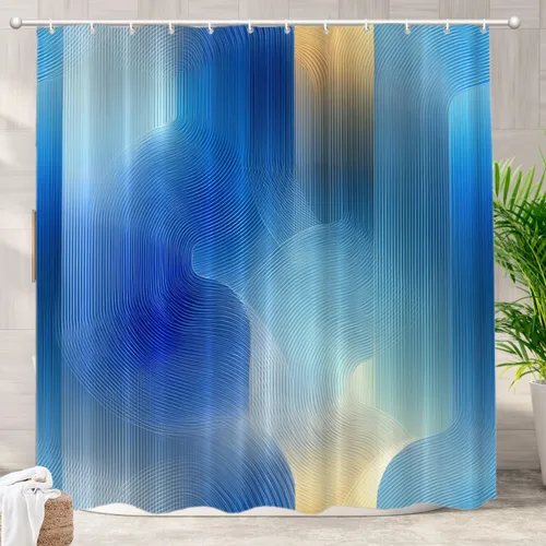 Vista 48 de Batmerry Maritime Nautical Hookless Shower Curtain with Snap in Liner Set, Anchors Ship Wheel Bath Curtain Magnetic Hem Quick-Drying Waterproof