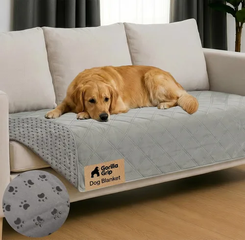 Vista 44 de GORILLA GRIP® Manta impermeable para perro, funda de sofá a prueba de fugas para perros, parte trasera de agarre de silicona, protege el sofá