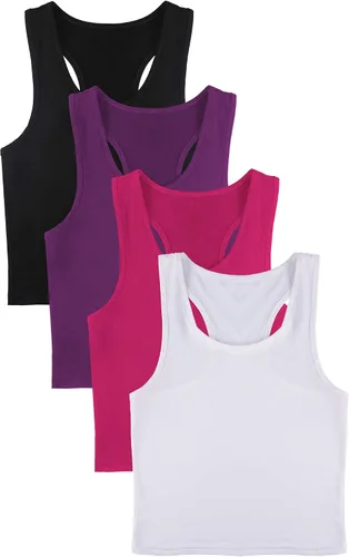 Vista 4 de Boao 4 camisetas básicas sin mangas de espalda cruzada para mujer