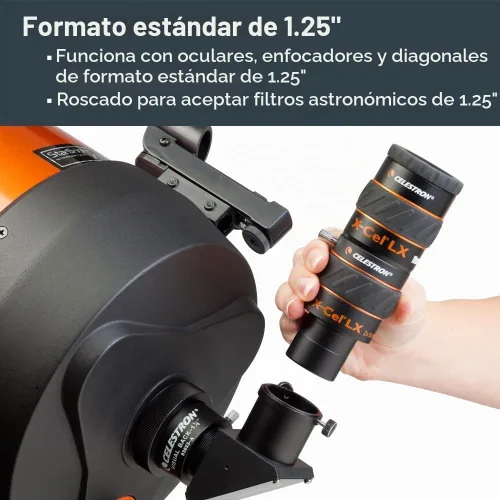 Vista 4 de Celestron Lente Barlow X-Cel LX 2X para oculares telescopios - 1.25