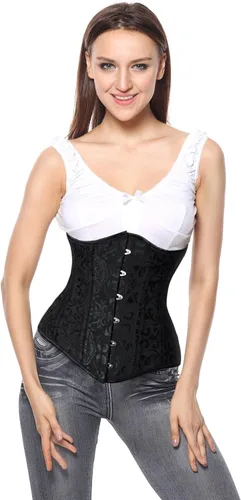 Vista 3 de Charmian Women's 26 Torso de algodón con estructura de acero. Corsé que da forma de reloj de arena.