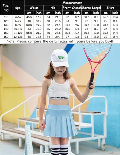 Vista 5 de Arshiner Faldas de tenis para niña con pantalones cortos, falda plisada atlética, falda pantalón de entrenamiento con bolsillos para niños de 4 a 13