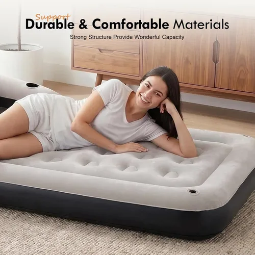 Vista 4 de DIMAR GARDEN Colchón de aire tamaño twin con cabecera y almohadas, cama inflable