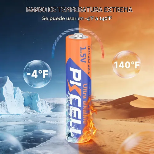 Vista 4 de PKCELL Paquete de 12 pilas AAA, pilas alcalinas LR03 de 1.5 voltios triple A