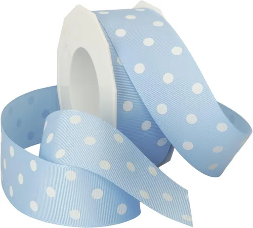 Vista 5 de Morex Ribbon grogrén cinta, 1 1/2" x 20 yardas, Socking Rosa con Blanco puntos (3908.38/20-175)