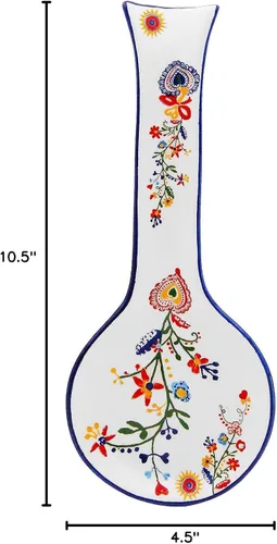 Vista 4 de Portuguese Pottery Alcobaça - Cuchara de cerámica para encimera de cocina, multicolor, 10.5 x 4.5 x 0.5 pulgadas (40AAT)