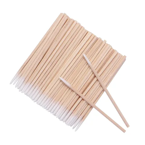 Vista 6 de 1200 Uds. Uñas de madera de algodón hisopo de limpieza de 2.8 in Microbrush pestañas Sticks Tip Ear Toothpick Maquillaje Palillos de cejas Pegamento