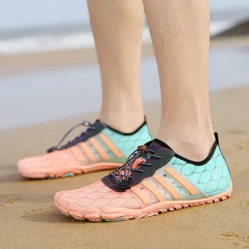 Vista 8 de Whatseaso Zapatos acuáticos para mujeres y hombres, de secado rápido, zapatos descalzos para buceo, natación, surf, aqua, caminar, playa, yoga
