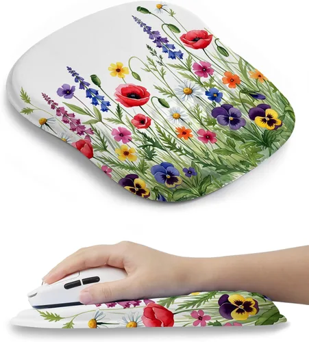 Vista 8 de Alfombrilla de mouse ergonómica con bonito diseño de gato negro, para aliviar el dolor del túnel carpiano, área de mouse 65% utilizable