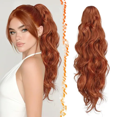 Vista 11 de BARSDAR Extensiones de cola de caballo con clip de garra, extensiones de cabello corto ondulado negro de 14 pulgadas para mujer, extensiones