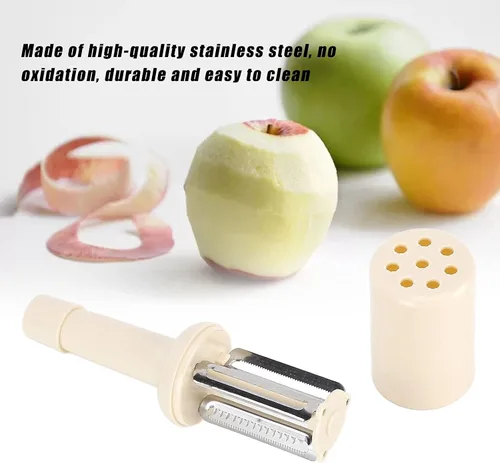 Vista 3 de Pelador de verduras para cocina, peladores de frutas en forma de botella para manzanas, zanahorias y papas, herramienta de pelado de cocina (beige)