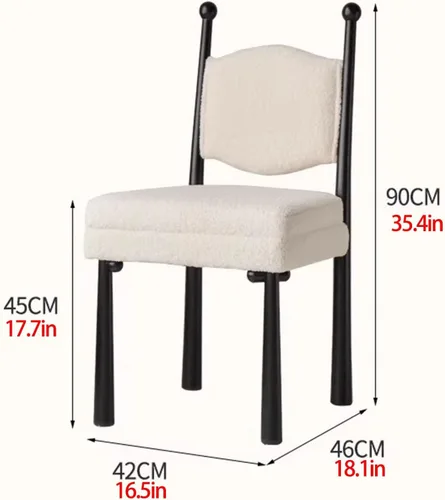 Vista 2 de Sillas de comedor de madera, sillas de cocina con material de lana de cordero, asiento tapizado, silla de sala de estar para estudio y comedor, sala
