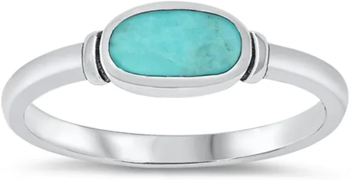 Vista 6 de Elige tu color Anillo ovalado de plata de ley Negro (ónix simulado)