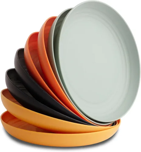 Vista 23 de Nook Theory Juego de 8 platos reutilizables de paja de trigo - Platos de cena no tóxicos y sin plástico para niños y adultos, plato ligero