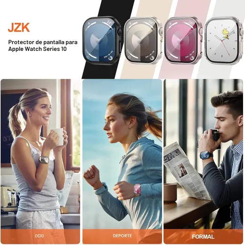 Vista 7 de Paquete de 6 fundas para Apple Watch Series 10 de 42mm con protector de pantalla de vidrio templado, JZK protector delgado con cobertura completa